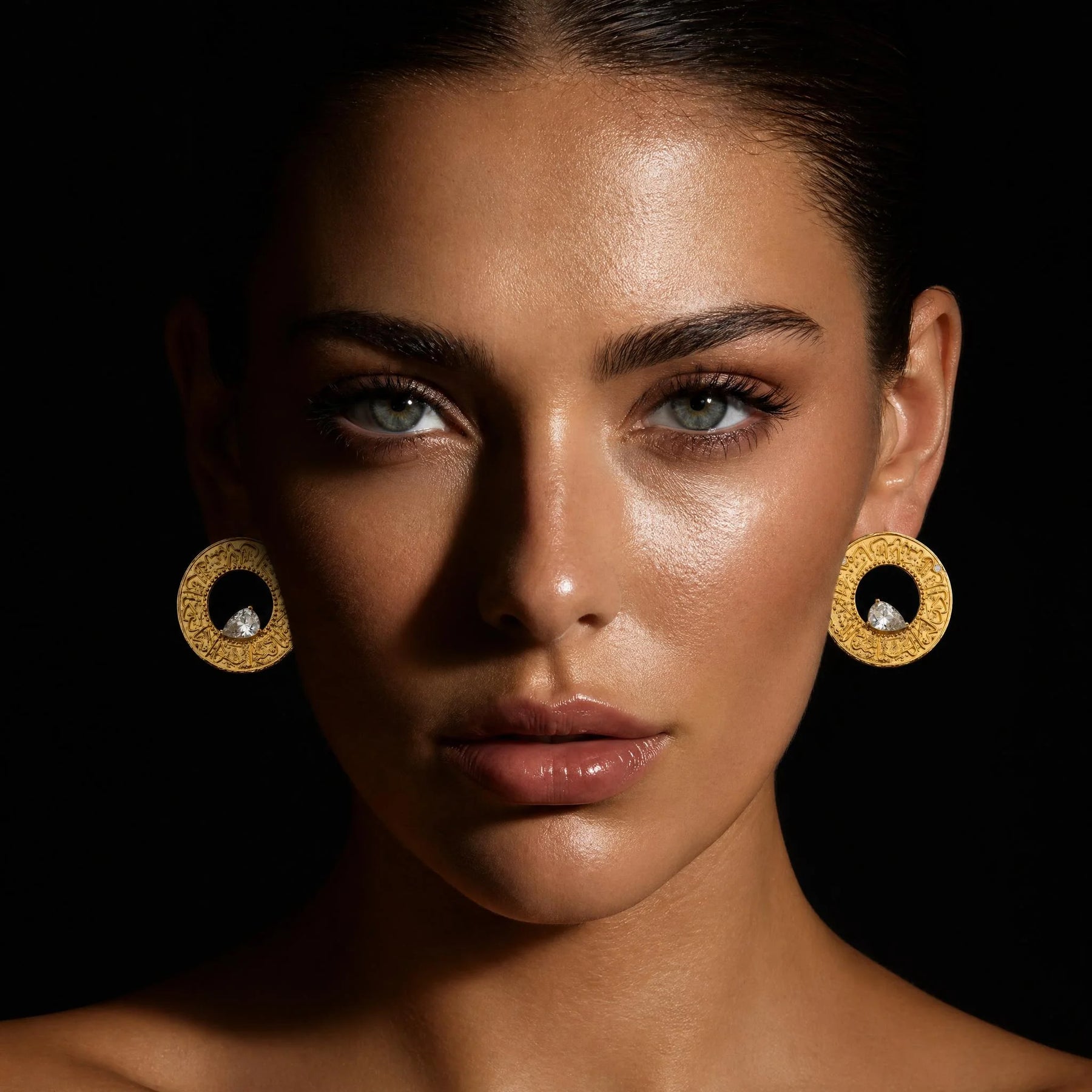Coin and Pear Crystal Earring