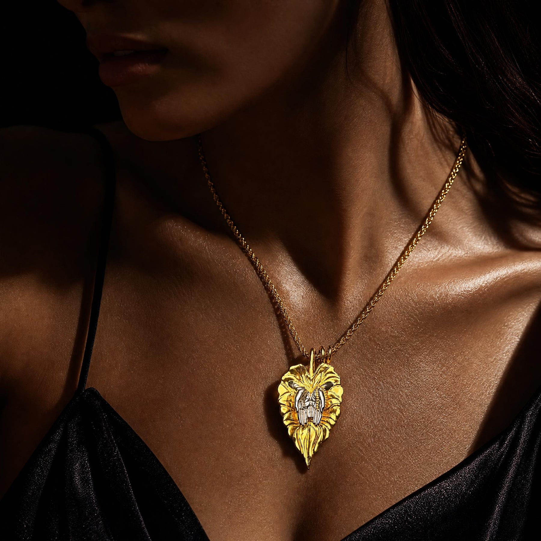 Leaf Prayer Hands Necklace